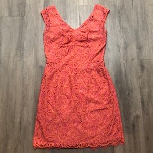 Coral and pink Lace Lily Pulitzer Cocktail Dress